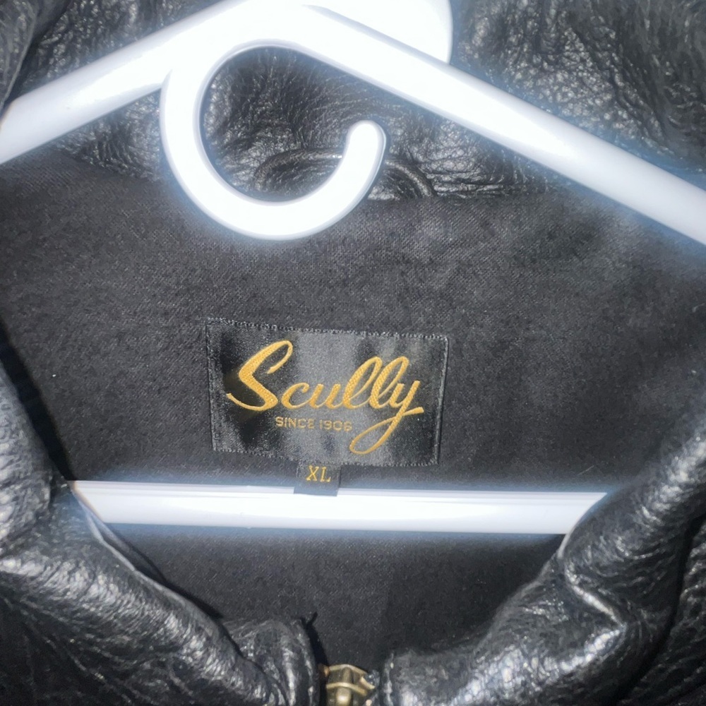 Vintage Scully Black Pebble Leather Flight Bomber Jacket Mens XL Flannel Lined - Picture 3 of 5